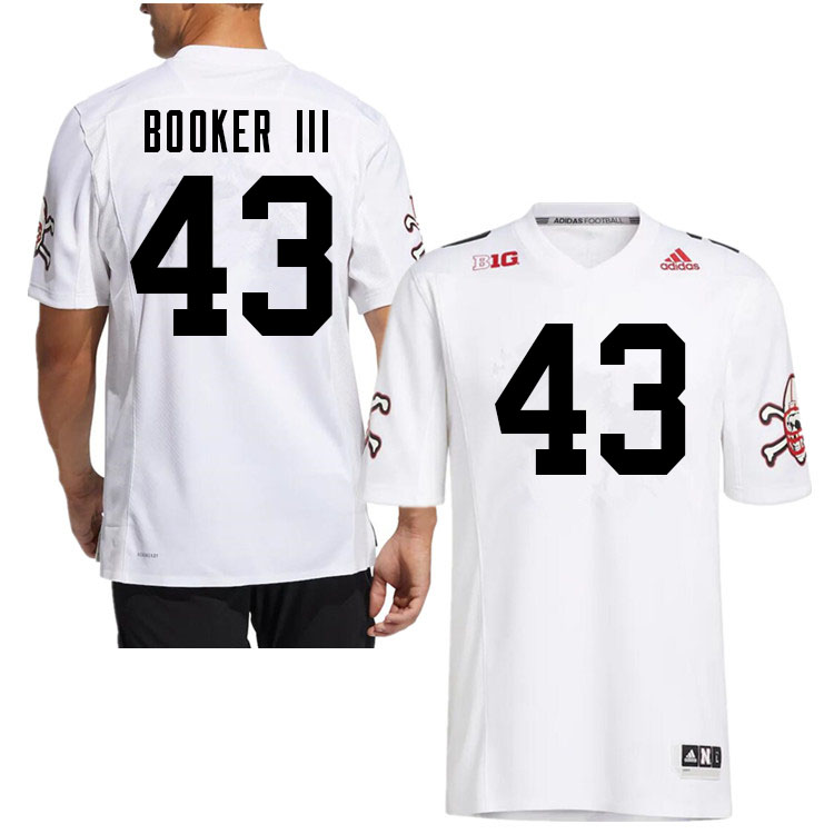 Men #43 Michael Booker III Nebraska Cornhuskers College Football Jerseys Sale-White Strategy - Click Image to Close